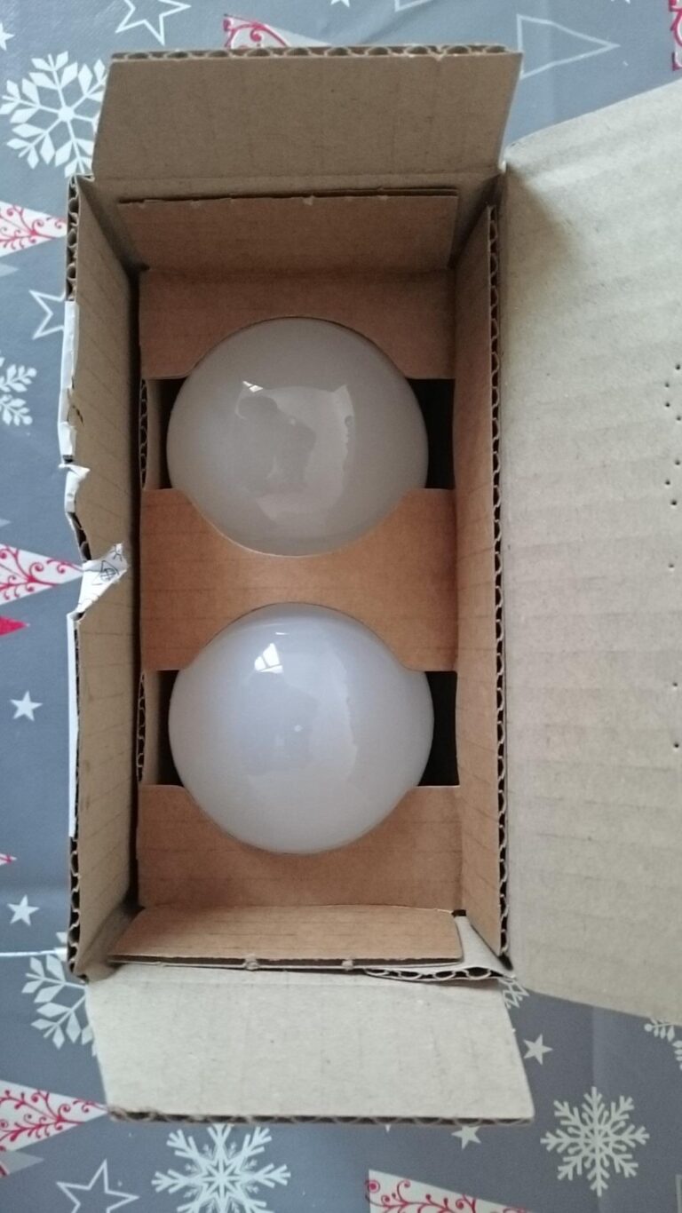 Deux ampoules LED dans leur boîte ouverte
