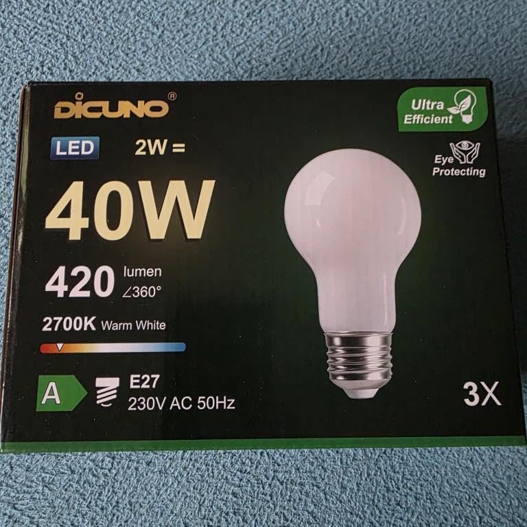 Face avant de la boîte d'ampoules DiCUNO LED 2W E27
