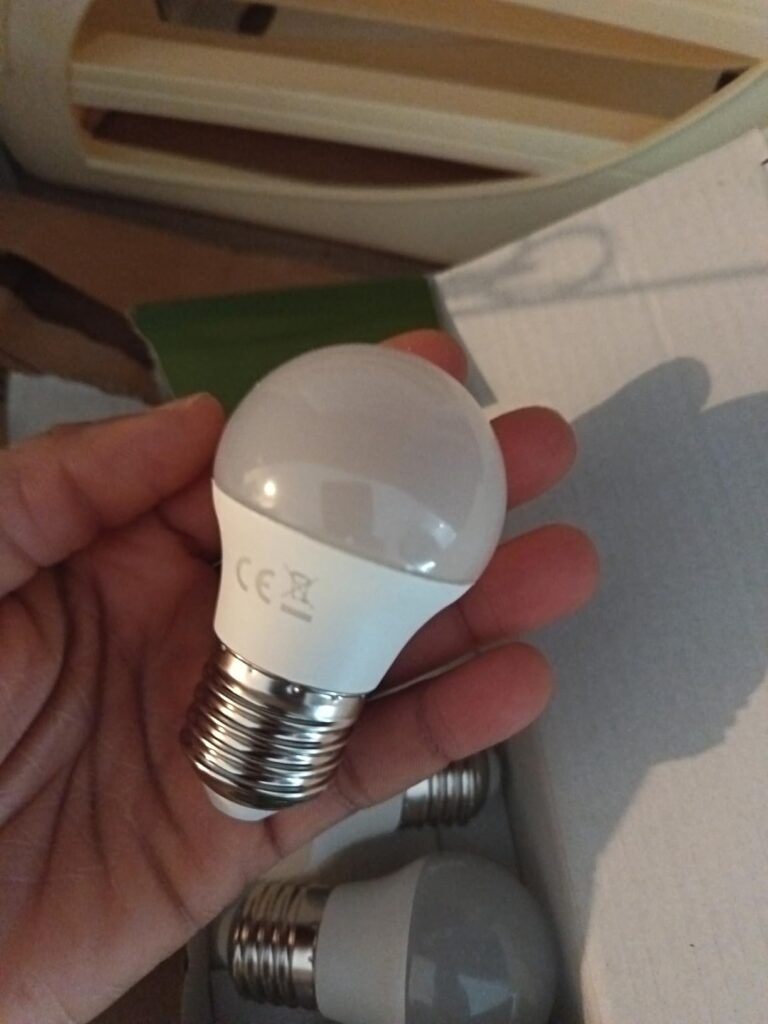Ampoule LED E27 tenue en main