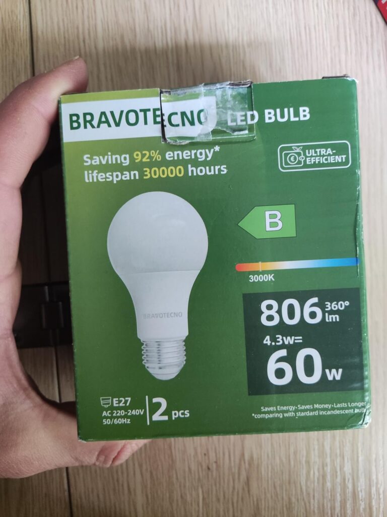 Face avant de la boîte de l'ampoule Bravotecno